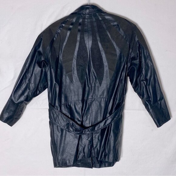 Vintage Pelle Cuir black 90s oversized leather jacket L - Picture 1 of 14